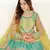Attractive sea green thread and zari embroidered with foil mirror heavy 60gm georgette semi stitched lehenga