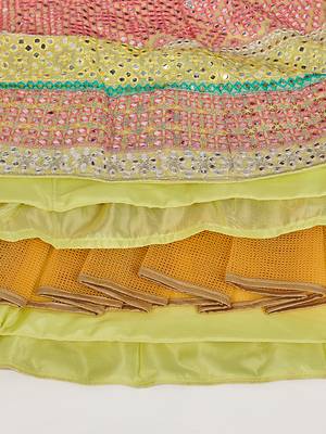 Attractive sea green thread and zari embroidered with foil mirror heavy 60gm georgette Semi Stitched Lehenga 10