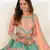 Captivating Light-peach thread and zari embroidered with foil mirror heavy 60gm georgette semi stitched lehenga