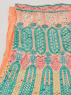 Captivating Light-peach thread and zari embroidered with foil mirror heavy 60gm georgette Semi Stitched Lehenga 7