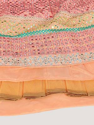 Captivating Light-peach thread and zari embroidered with foil mirror heavy 60gm georgette Semi Stitched Lehenga 8