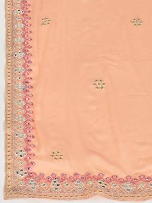 Captivating Light-peach thread and zari embroidered with foil mirror heavy 60gm georgette Semi Stitched Lehenga 9