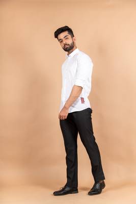 White embroidered cotton mens-casual-shirts 2