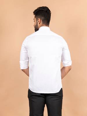 White embroidered cotton mens-casual-shirts 4