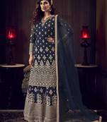 Navy-blue embroidered net salwar