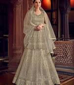 Off-white embroidered net salwar