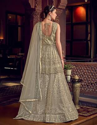 Off-white embroidered net salwar 2