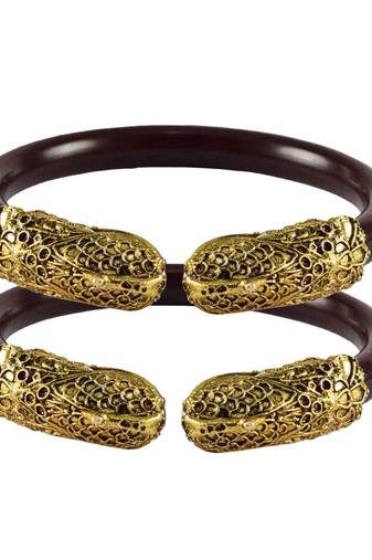 Maroon Color Acrylic And Brass Bangle