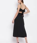 Black plain polyester maxi-dresses