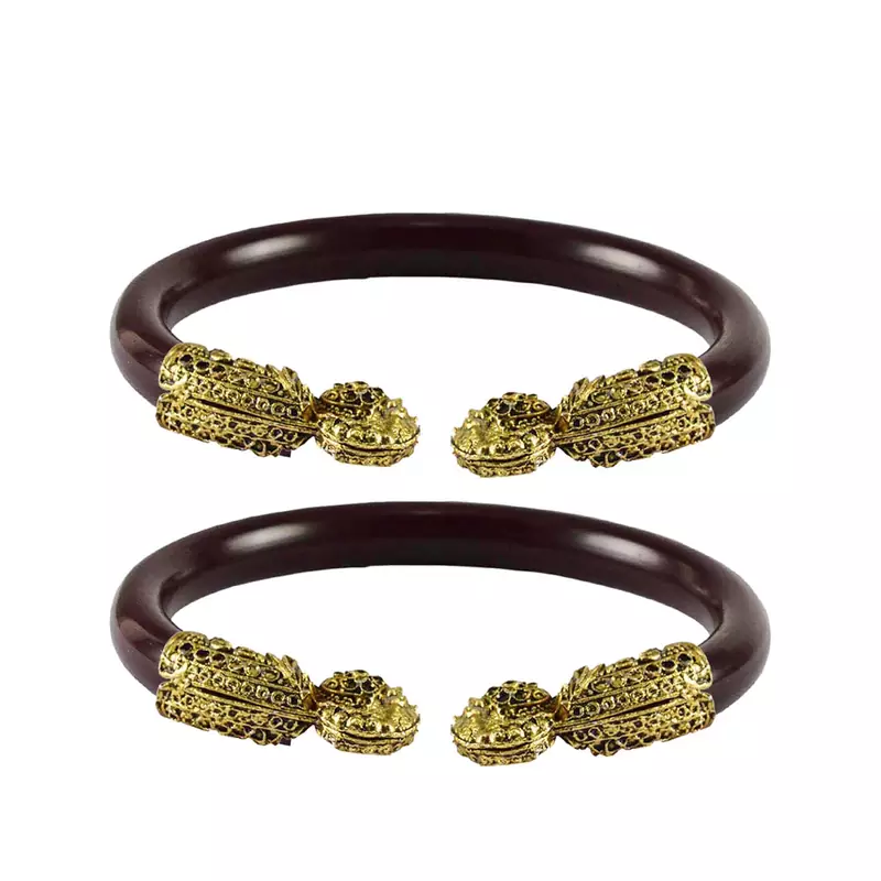 Maroon Color Acrylic And Brass Bangle