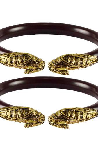 Maroon Color Acrylic And Brass Bangle