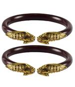 Maroon Color Acrylic And Brass Bangle
