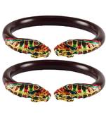 Maroon Color Acrylic And Brass Bangle
