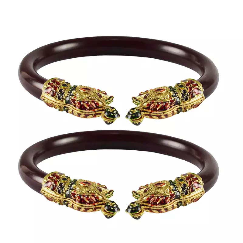 Maroon Color Acrylic And Brass Bangle