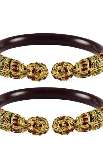 Maroon Color Acrylic And Brass Bangle