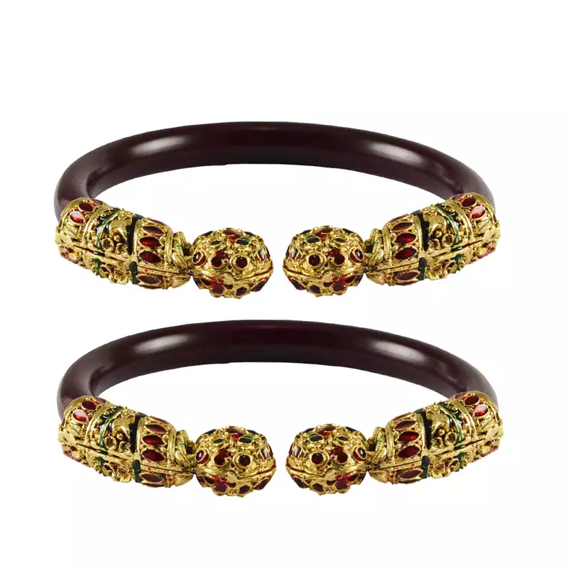 Maroon Color Acrylic And Brass Bangle
