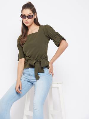 Green plain polyester party-tops 2