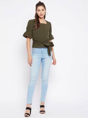 Green plain polyester party-tops 3