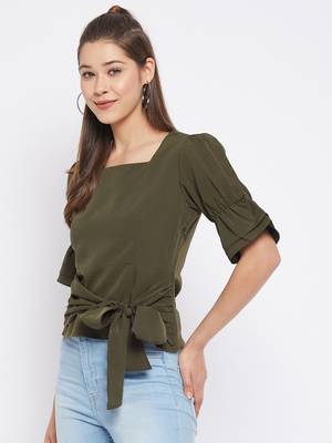 Green plain polyester party-tops 4