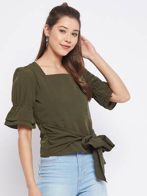 Green plain polyester party-tops 5