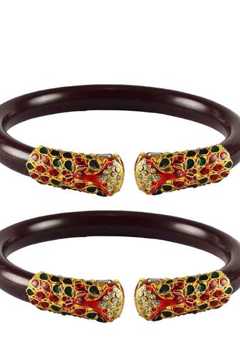 Maroon Color Acrylic And Brass Bangle