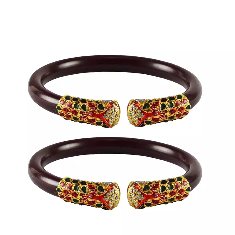 Maroon Color Acrylic And Brass Bangle