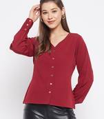 Maroon plain polyester party-tops