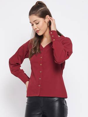 Maroon plain polyester party-tops 4
