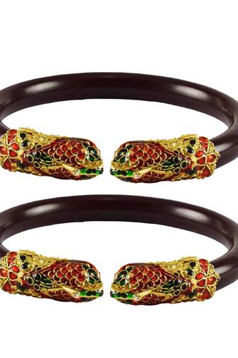Maroon Color Acrylic And Brass Bangle