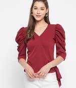Maroon plain polyester party-tops