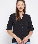 Black plain polyester party-tops