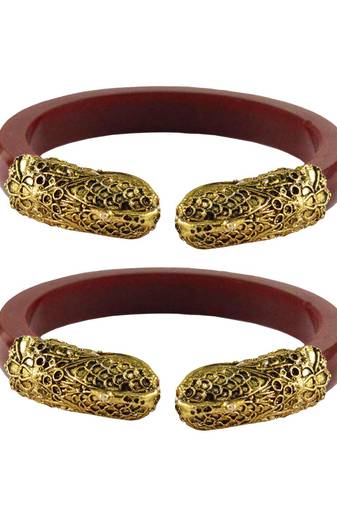 Red  Color Acrylic And Brass Bangle
