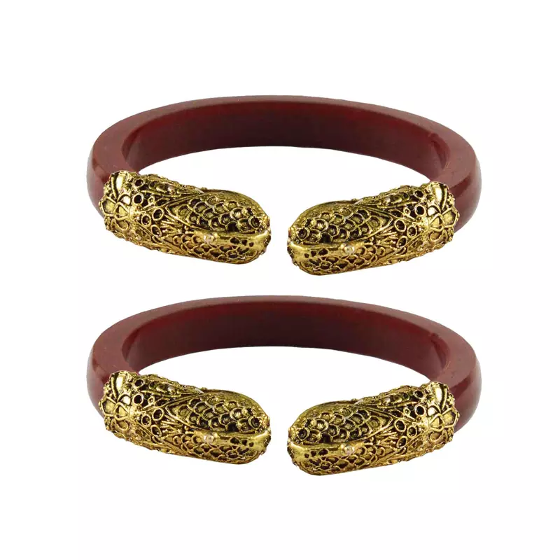 Red  Color Acrylic And Brass Bangle