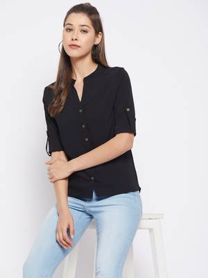 Black plain polyester party-tops 2