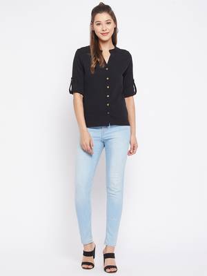 Black plain polyester party-tops 3