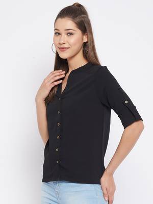 Black plain polyester party-tops 4