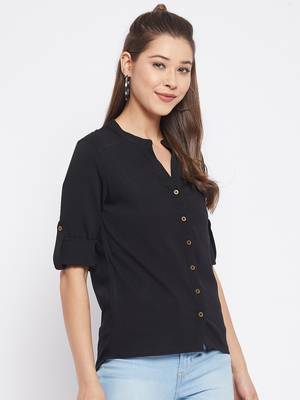 Black plain polyester party-tops 5