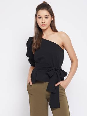 Black plain polyester party-tops 1