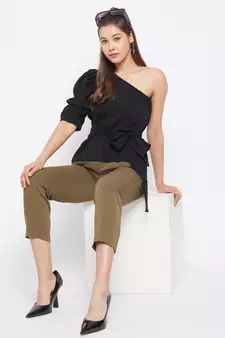Black plain polyester party-tops