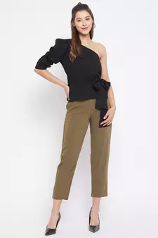 Black plain polyester party-tops