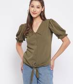 Green plain polyester party-tops