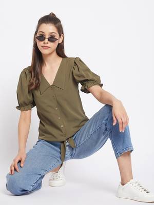 Green plain polyester party-tops 2