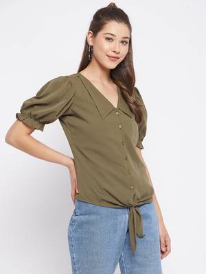 Green plain polyester party-tops 5