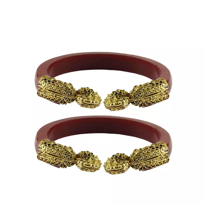 Red  Color Acrylic And Brass Bangle