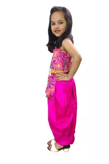 Aglare cotton embroidered  blouse with Dhoti and a purse. Dhoti crop top set, Dhoti. STITCHED