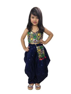 blue cotton dhoti set with embroidered top design 1