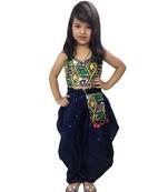 Aglare cotton embroidered  blouse with Dhoti and a purse. Dhoti crop top set, Dhoti. STITCHED Blue