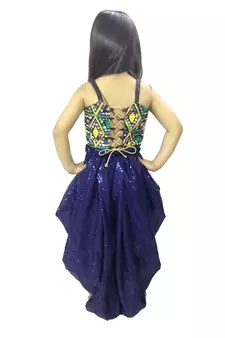 blue cotton dhoti set with embroidered top design