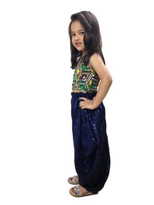 blue cotton dhoti set with embroidered top design 3
