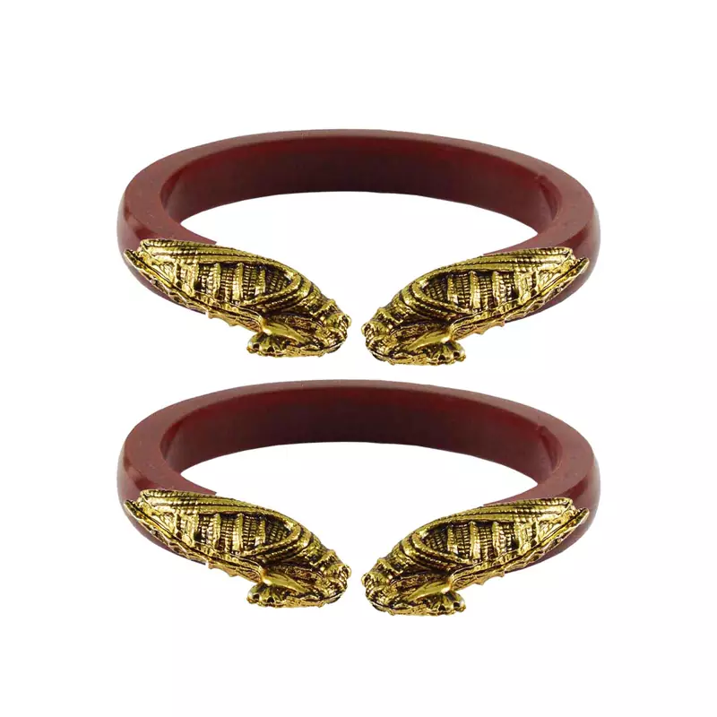 Red  Color Acrylic And Brass Bangle